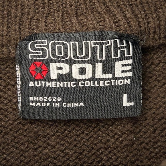 VINTAGE SOUTH POLE BROWN RIBBED SWEATER MENS 90’s TURTLENECK LONG SLEEVE - Picture 10 of 12